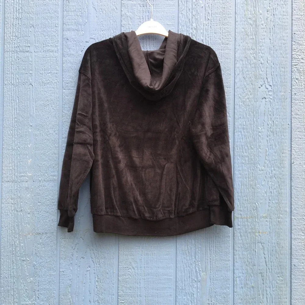 NEW Treasure & Bond Women's Size Medium Black Velour Treatment Hoodie Jacket - Image 6