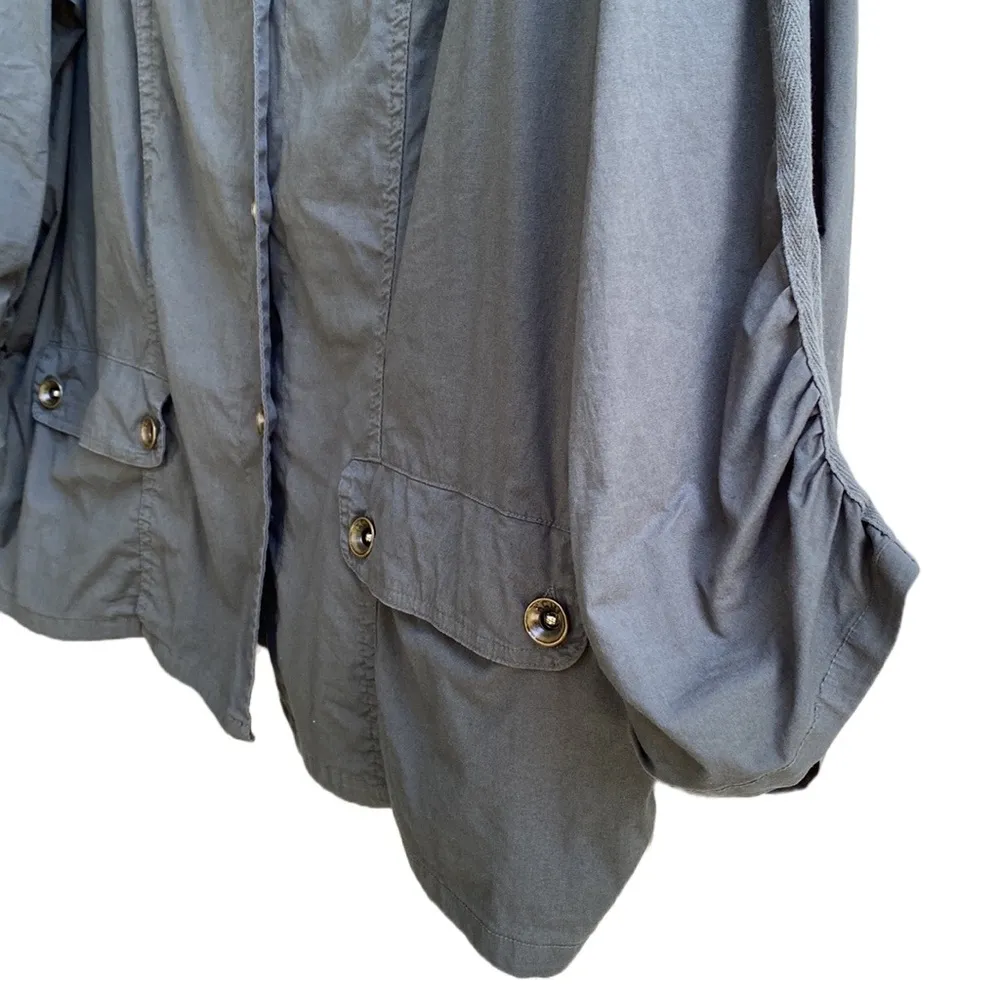 🫒 XCVI Lightweight Ruched Cotton Safari Utility Military Jacket, Olive Green 2X - Image 8