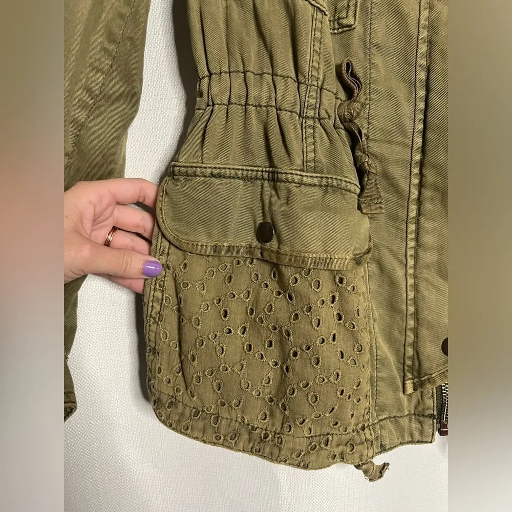 Hei Hei Anthropologie Olive Green Eyelet Jacket XS - Image 8