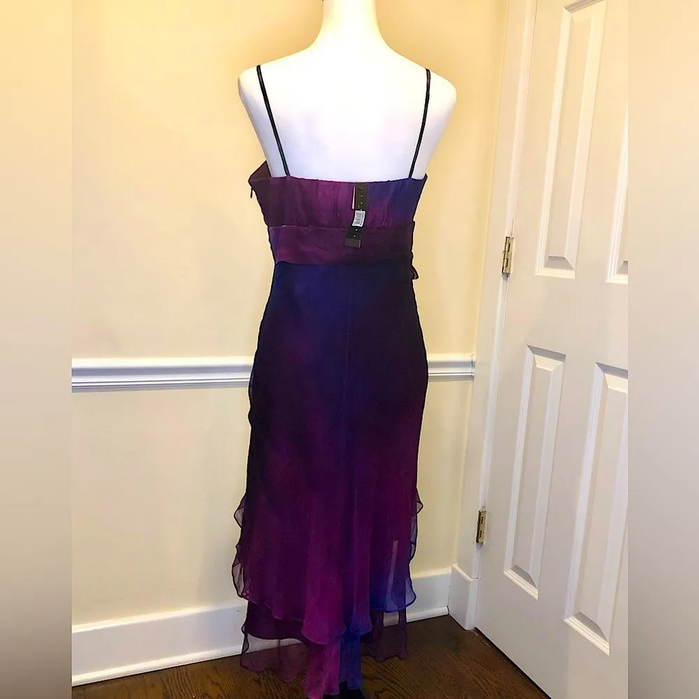 LAUNDRY SHELLI SEGAL Purple Silk Dress With Gentle Darting & Layers Sz 10 NWT - Image 3