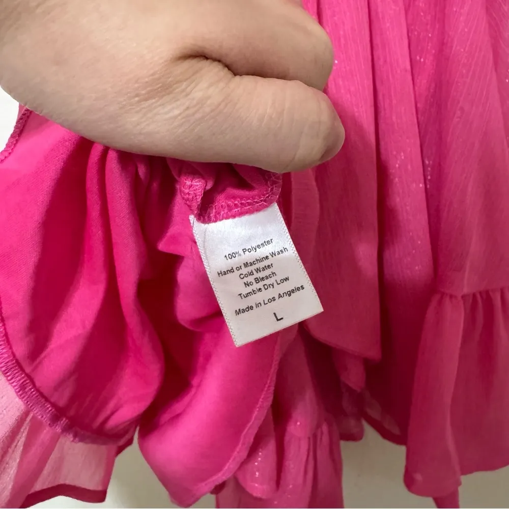 Lucy in the Sky Ruffle Chiffon Sparkle Tie Back Babydoll Mini Dress - Image 6