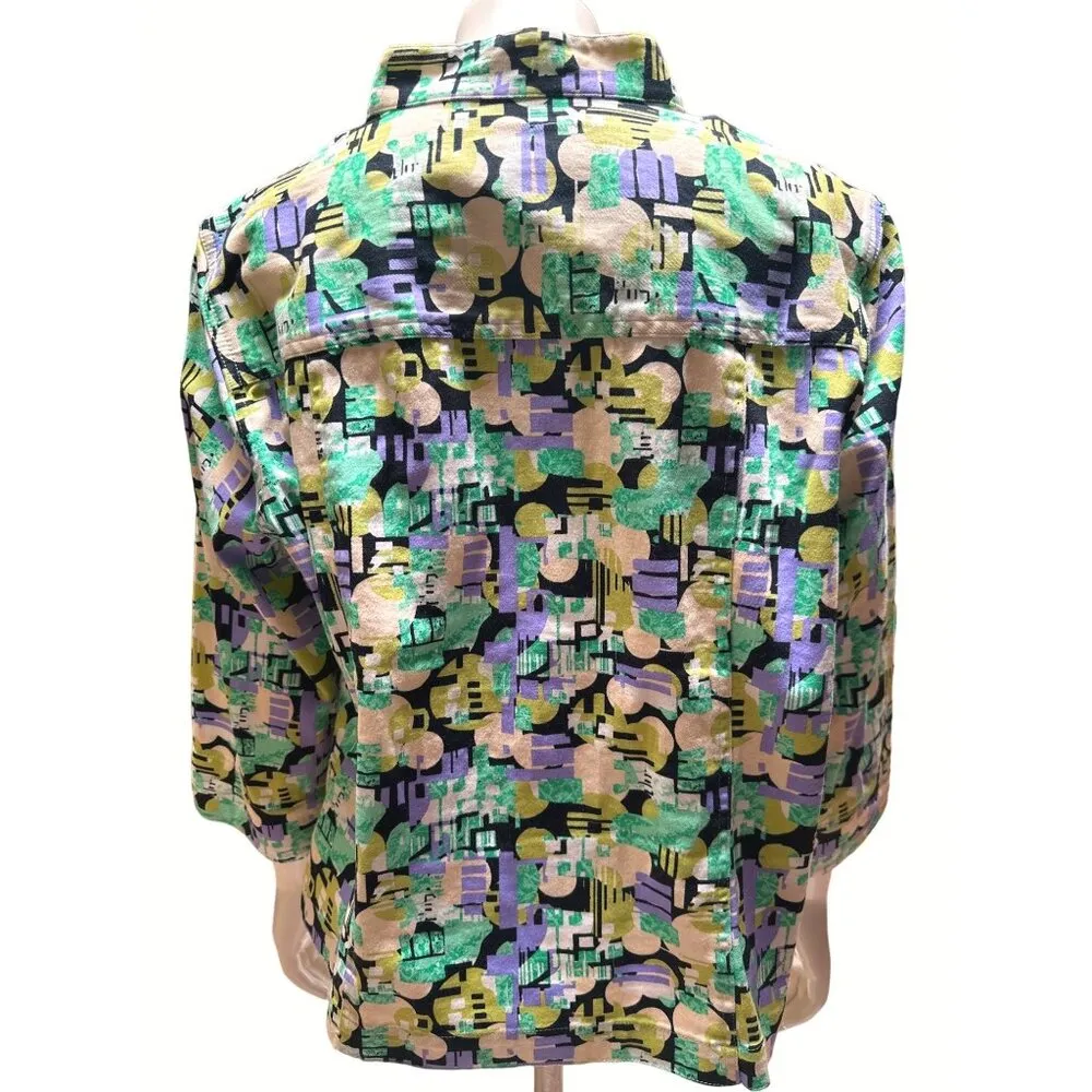 Christopher & Banks Abstract Stretch Button Up Jacket Size L - Image 4
