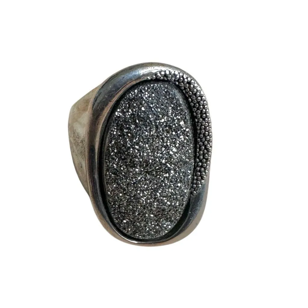 Michael Dawkins Sterling Silver Black Druzy Quartz Statement Ring - Image 11