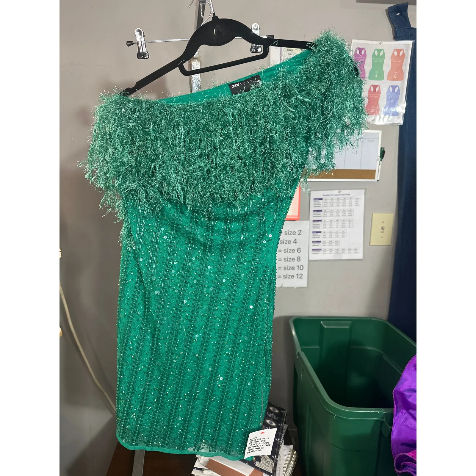 ASOS LUXE one shoulder faux feather sequin beaded mini dress - Image 2