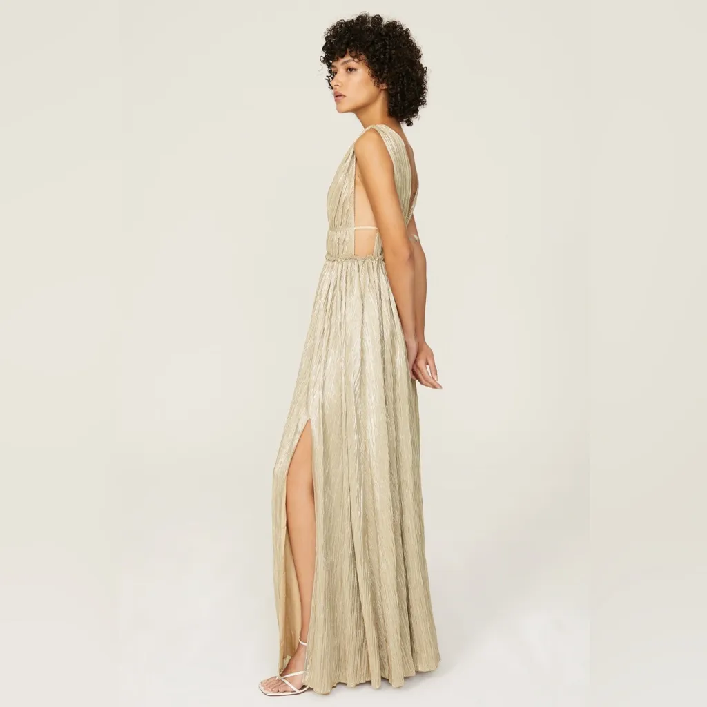 Jonathan Simkhai Metallic Plisse Gown Size XS - Image 12