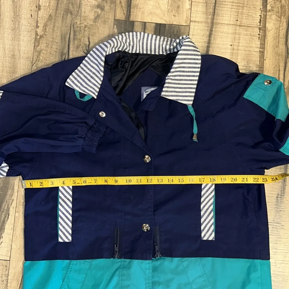 Vintage 90s Braetan Retro Green Blue Teal Windbreaker Coat Jacket Womens Medium - Image 3
