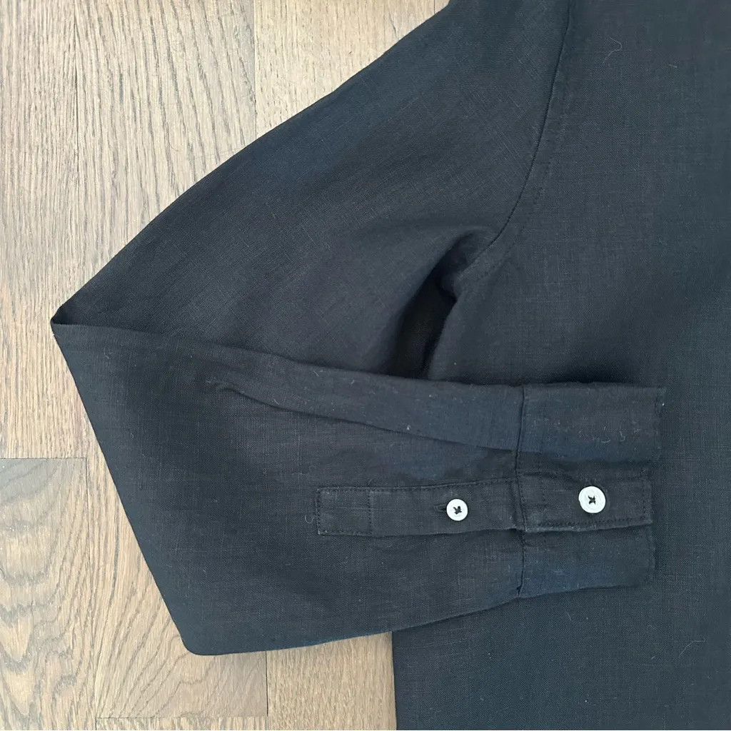 Quince Women's 100% European Linen Long Sleeve Shirt in Black Size Medium - Image 6