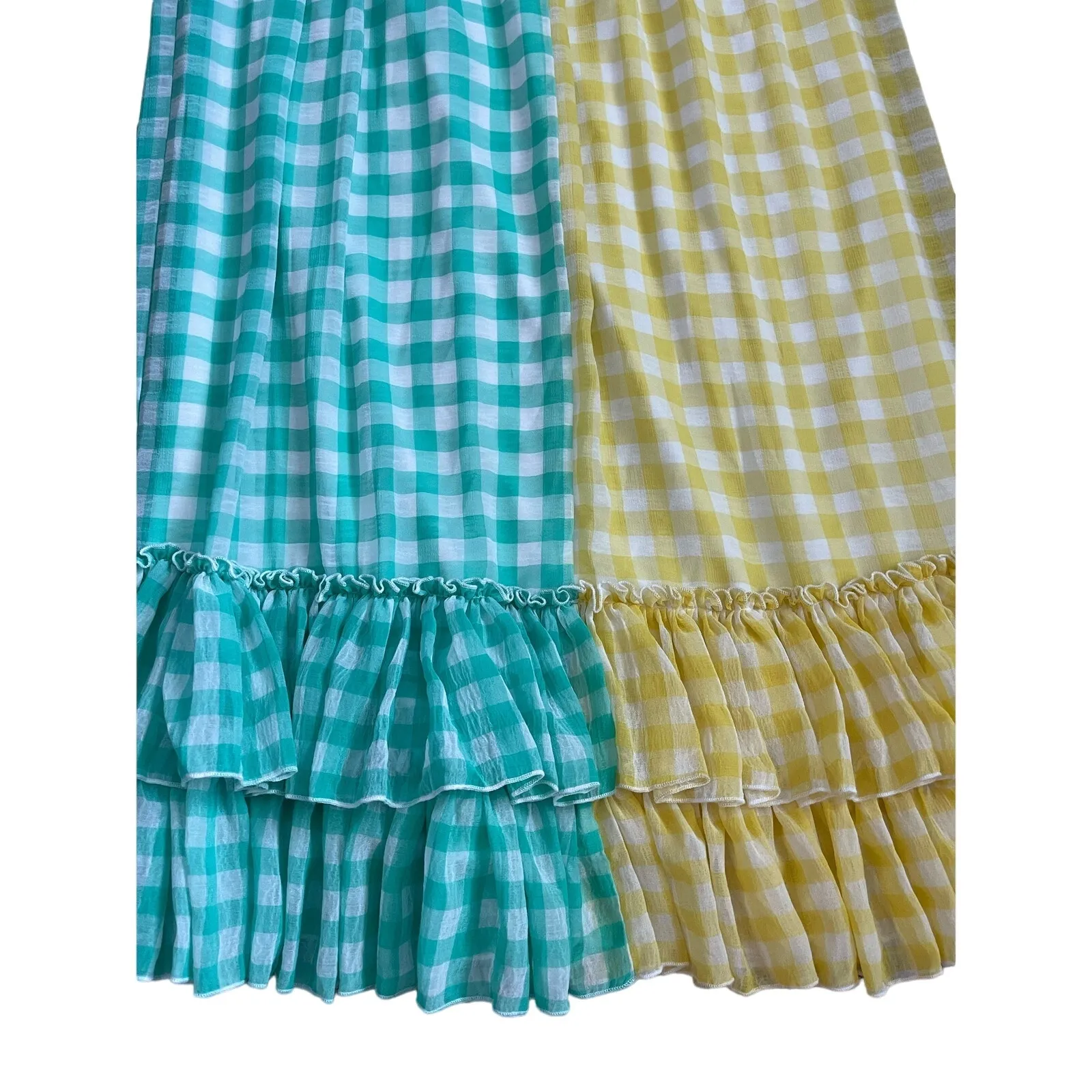 Eva Franco Lynsey Gingham Maxi Skirt Yellow Motif Size XS‎ - Image 9