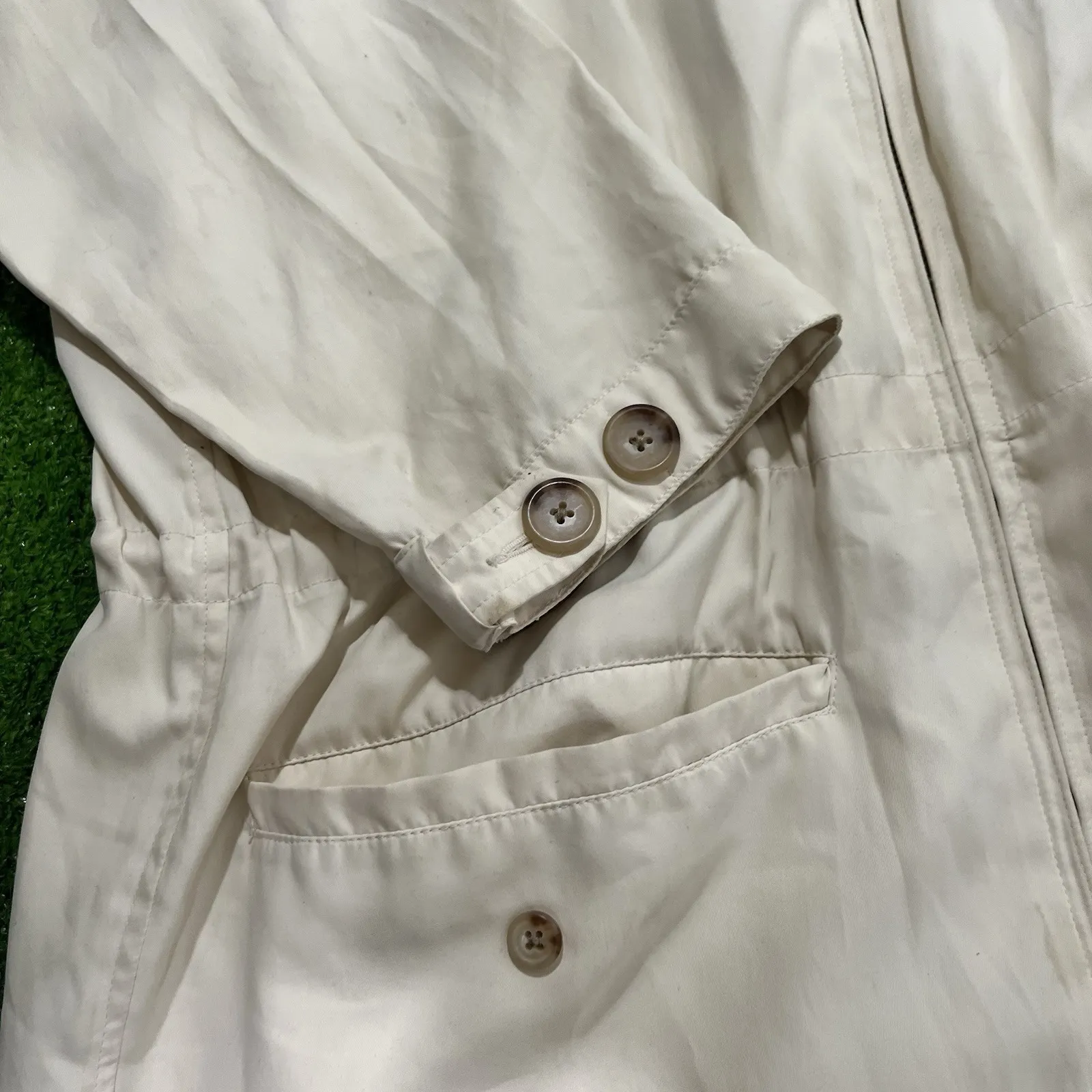 Vintage POLO RALPH LAUREN Sailing Jacket SM Hooded Cream Beige Lightweight Coat - Image 3