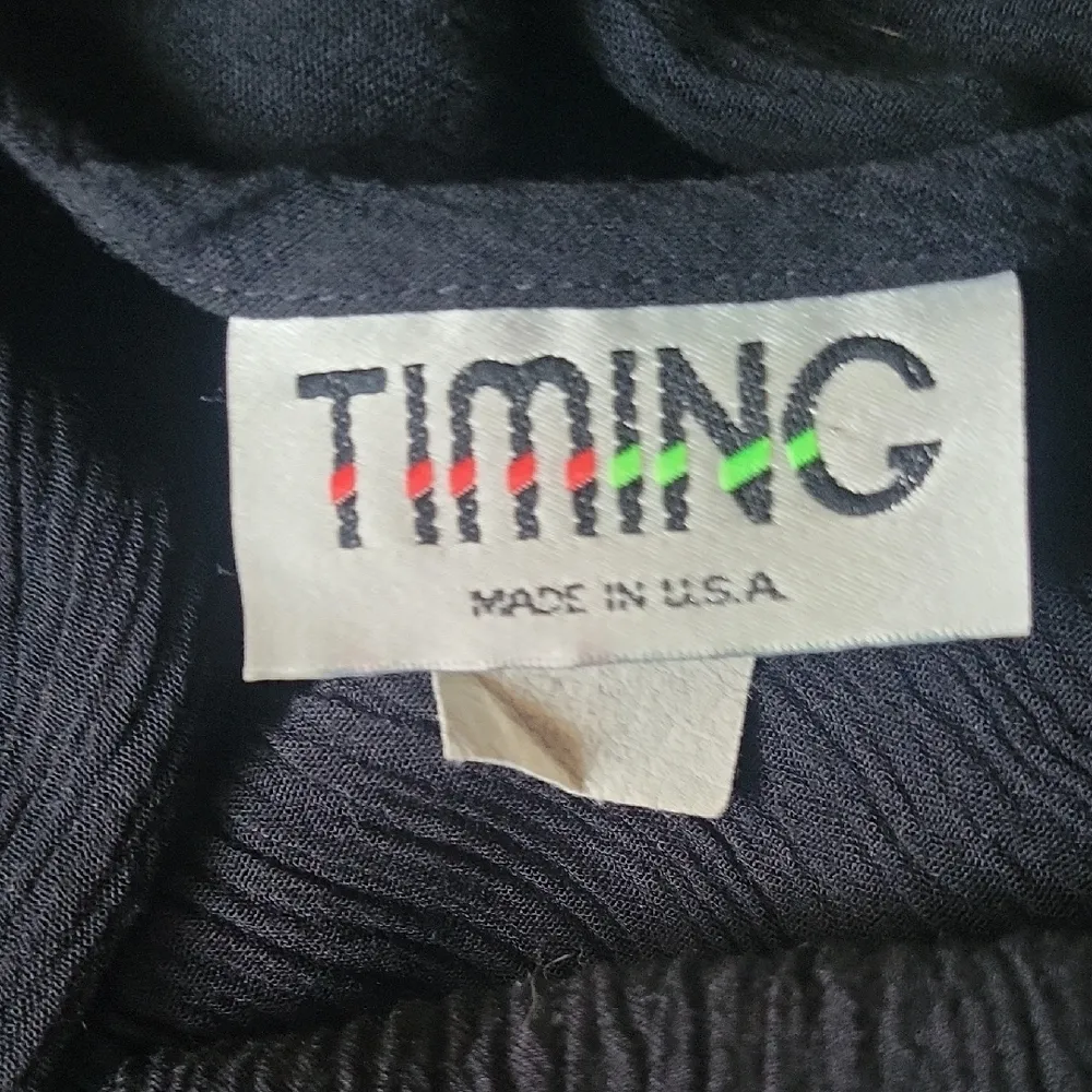 Timing Vintage Jumpsuit BOHO  Black Textured Fabric Size M - Image 7