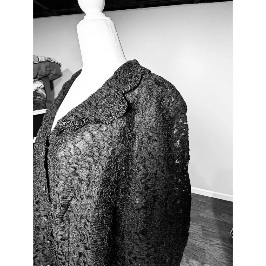 Talbots Womens Blazer 14W Plus Elegant black lace top Jacket Party Event Comfort - Image 6
