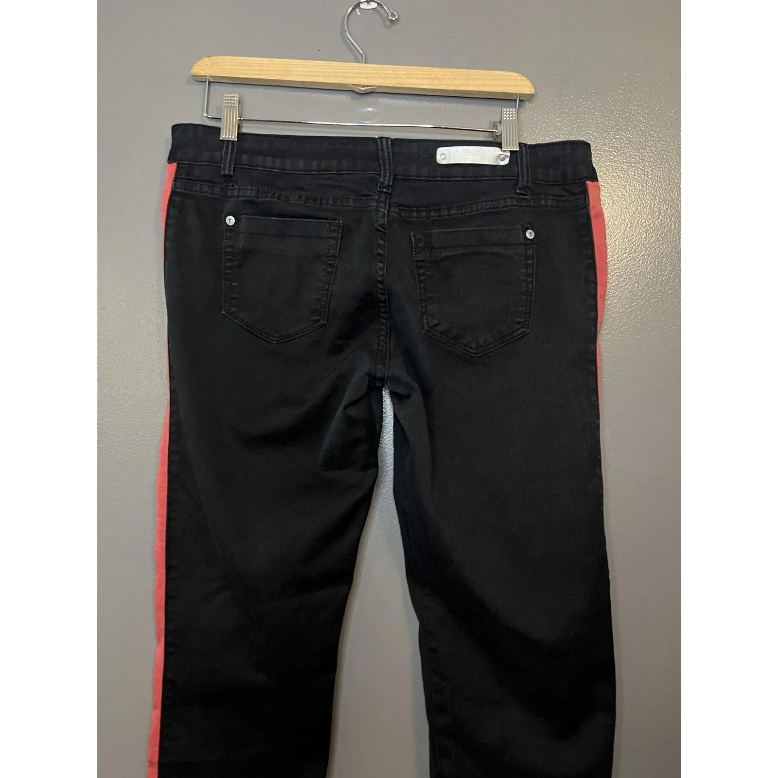 Puzzle Jeans Womens 13 Black Red Racing Stripe Stretch Skinny Jeans 5 - Image 5