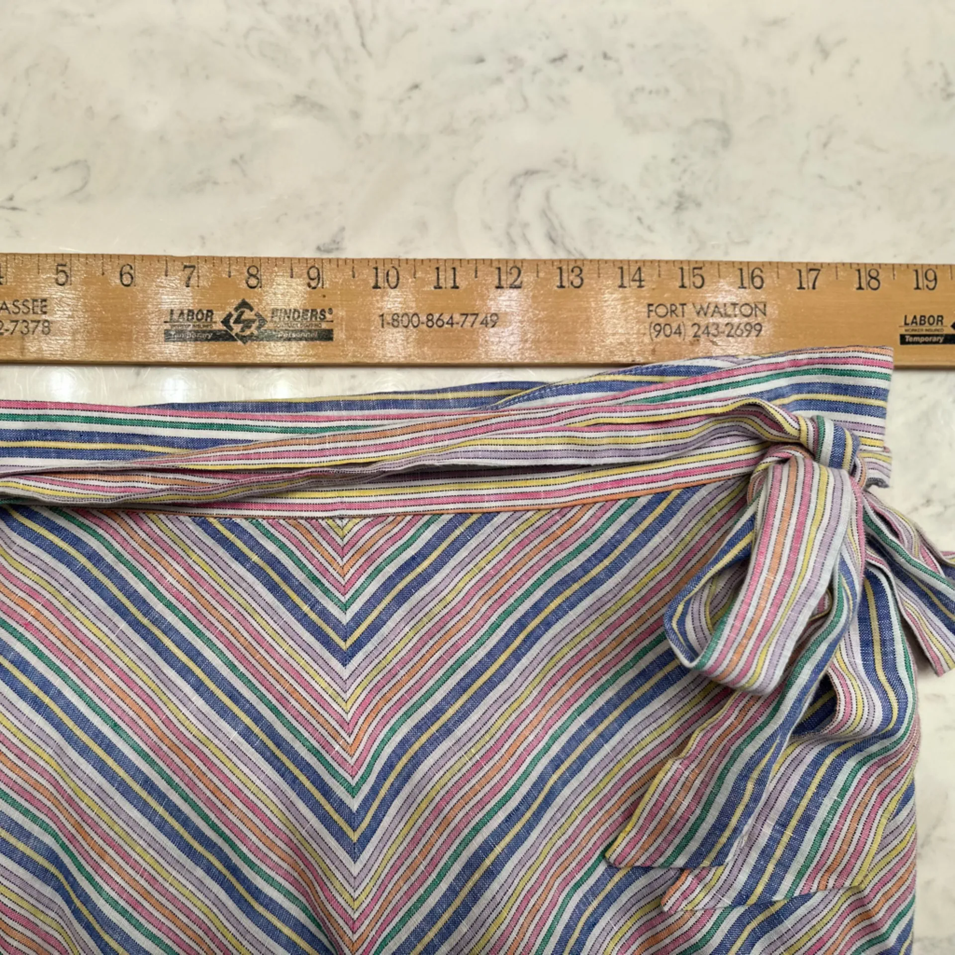 Talbots Striped Linen Blend A-line Midi Skirt Women’s Sz 16 Preppy - Image 9