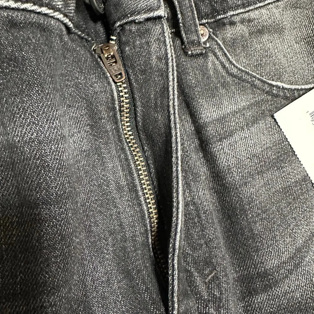 FREE PEOPLE Women’s Size 29 Black Denim Raw Hem Fringe Mini Skirt Maverick Boho - Image 3