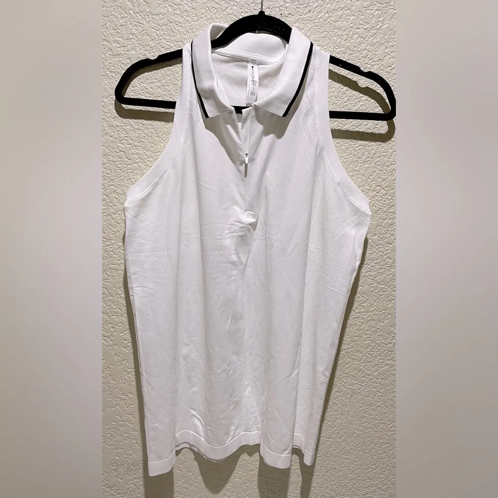 New Without Tags Athleta Momentum White Sleeveless Polo Shirts Top Size XL - Image 3