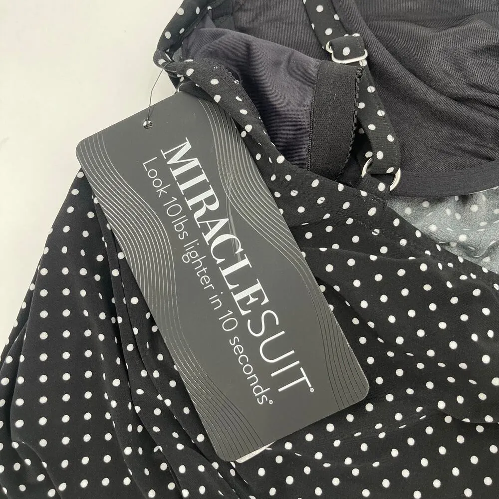 Miraclesuit Tankini Top Size 12 Pin Point Love Knot Black White Polka Dot NWT - Image 5