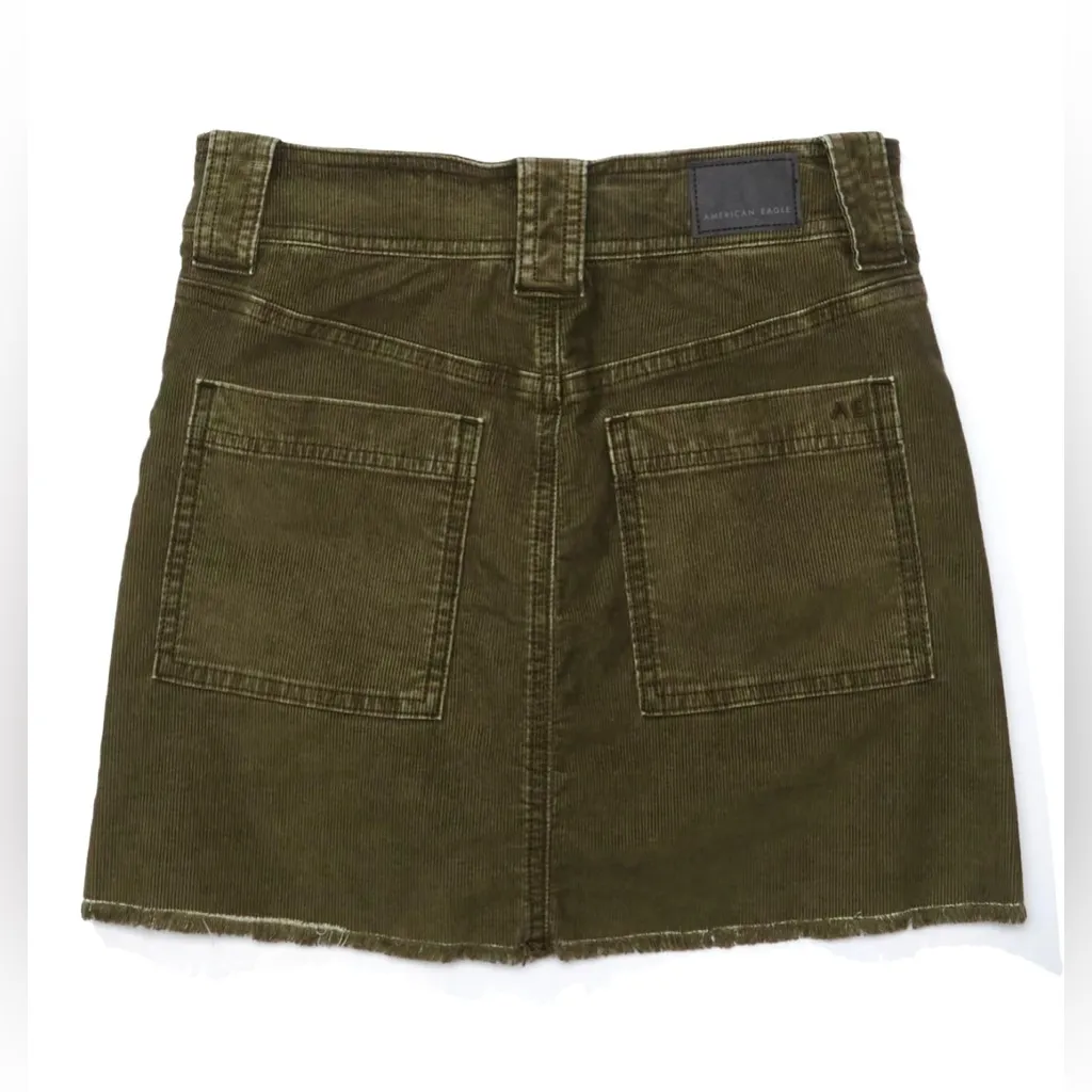 AE American Eagle Super Hi-Rise A-Line Green Corduroy Mini Skirt - Sz 2 -NWT - Image 3