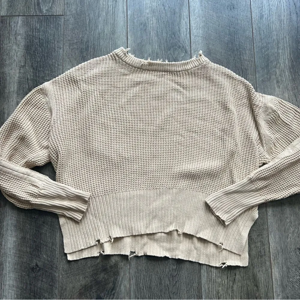 Pistola Olga Distressed Pullover Sweater in Tan Size Small - Image 9