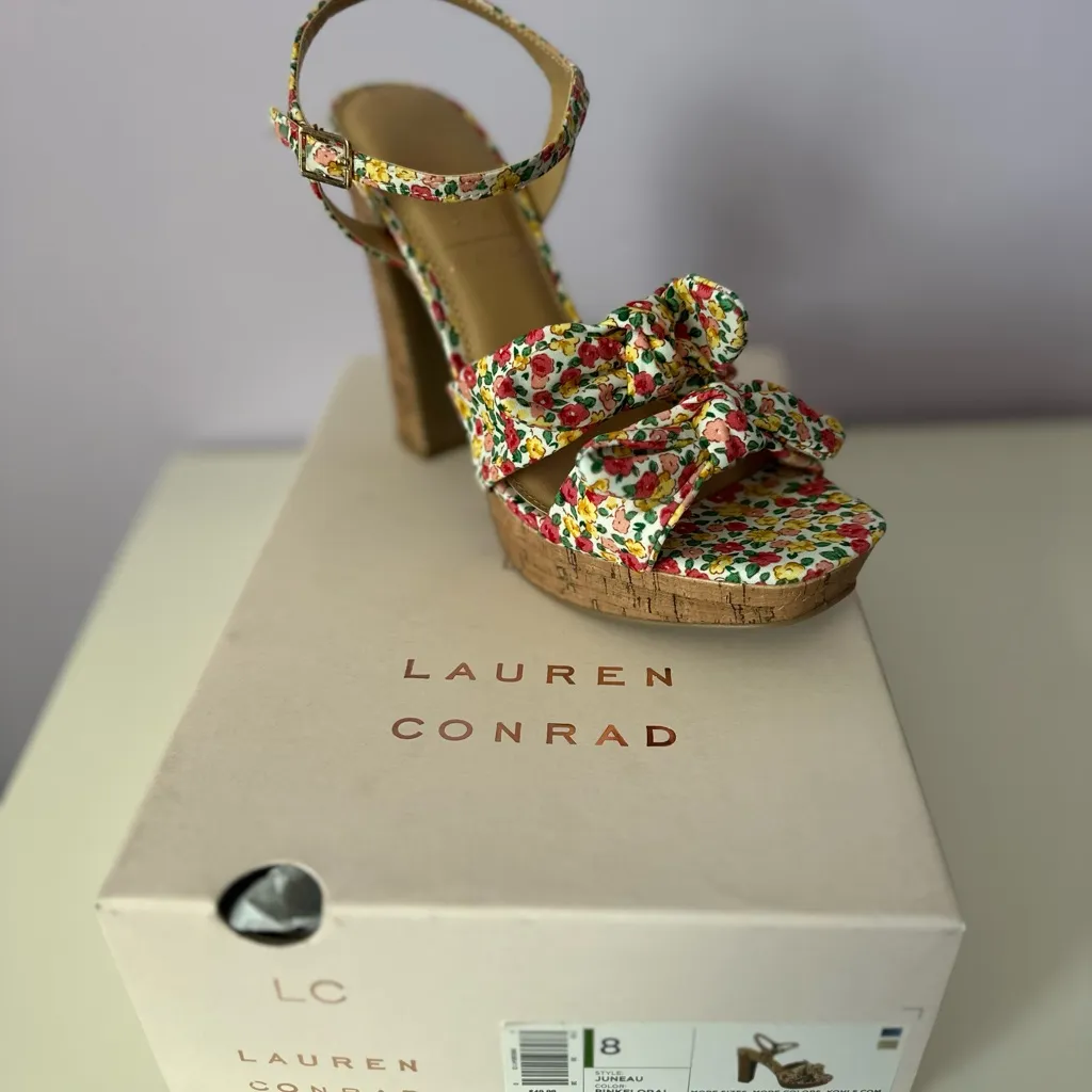 LC Lauren Conrad Multicolor Floral Platform Heels - Image 7