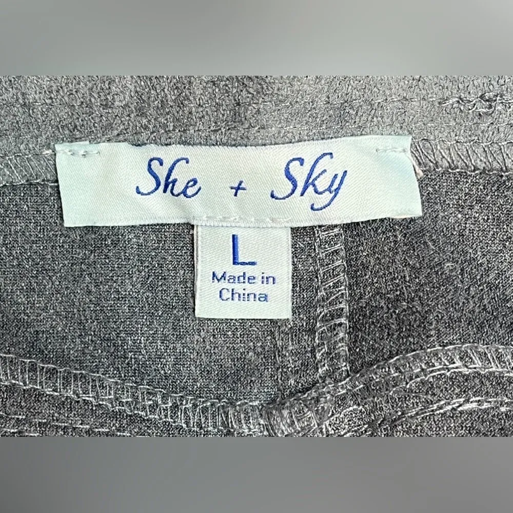 She + Sky Faux Suede Button Front Mini Skirt Dusty Blue Chic Women‎ Size Large - Image 4