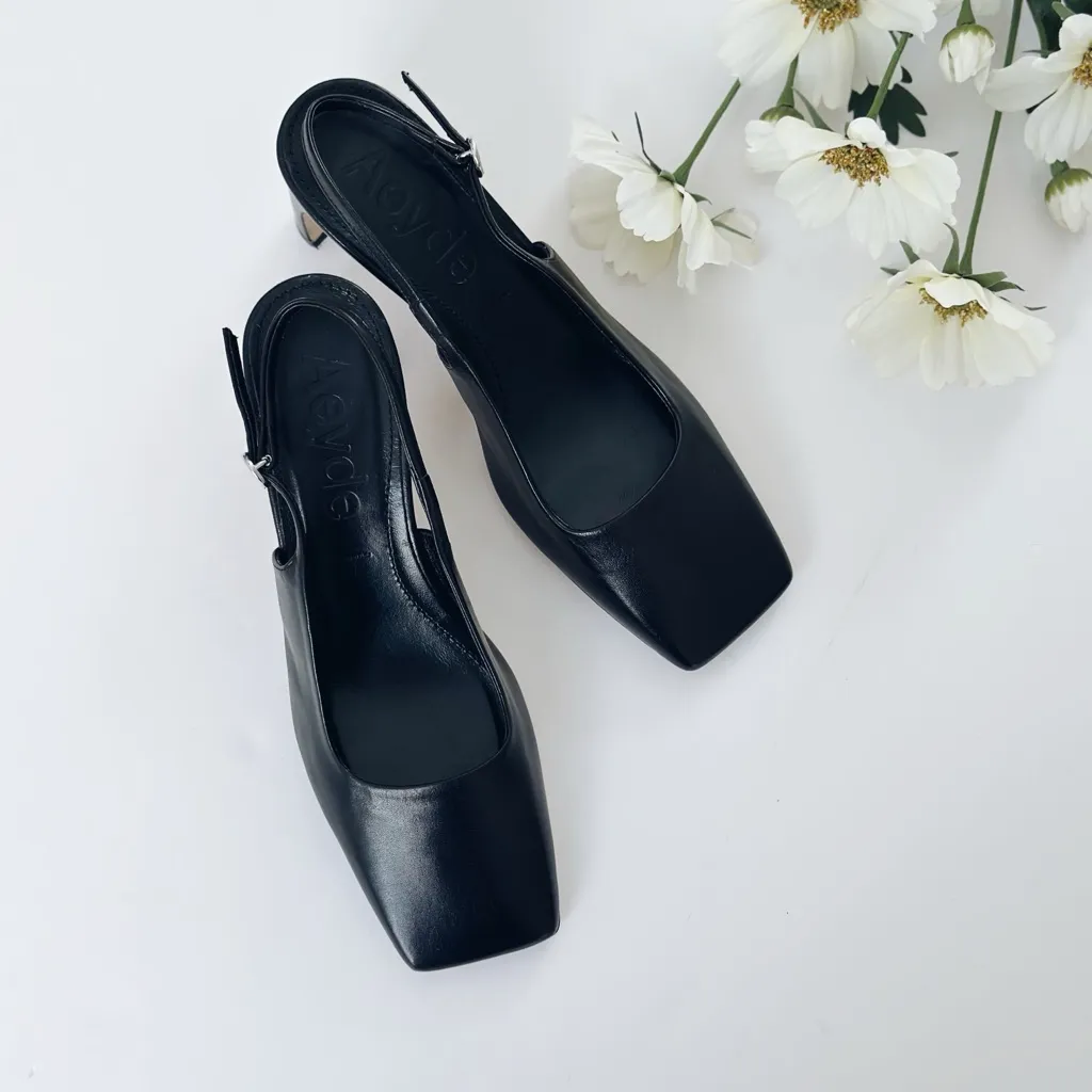 Aeyde Eliza Nappa Leather Black Heels Size 6.5 - Image 7