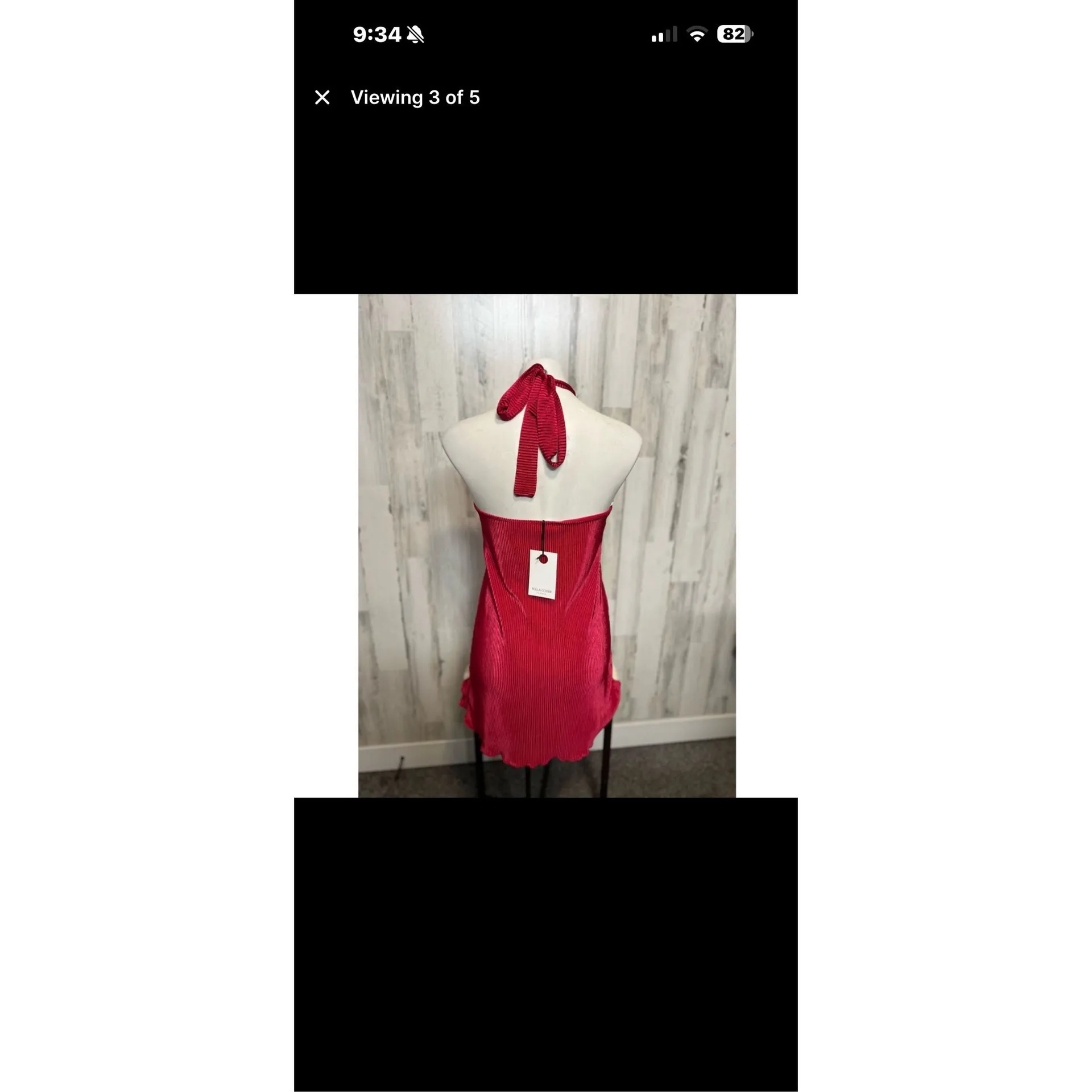 Rolla Coster Red Ribbed Halter Mini Dress Size Small NWT Stretch Bodycon - Image 2