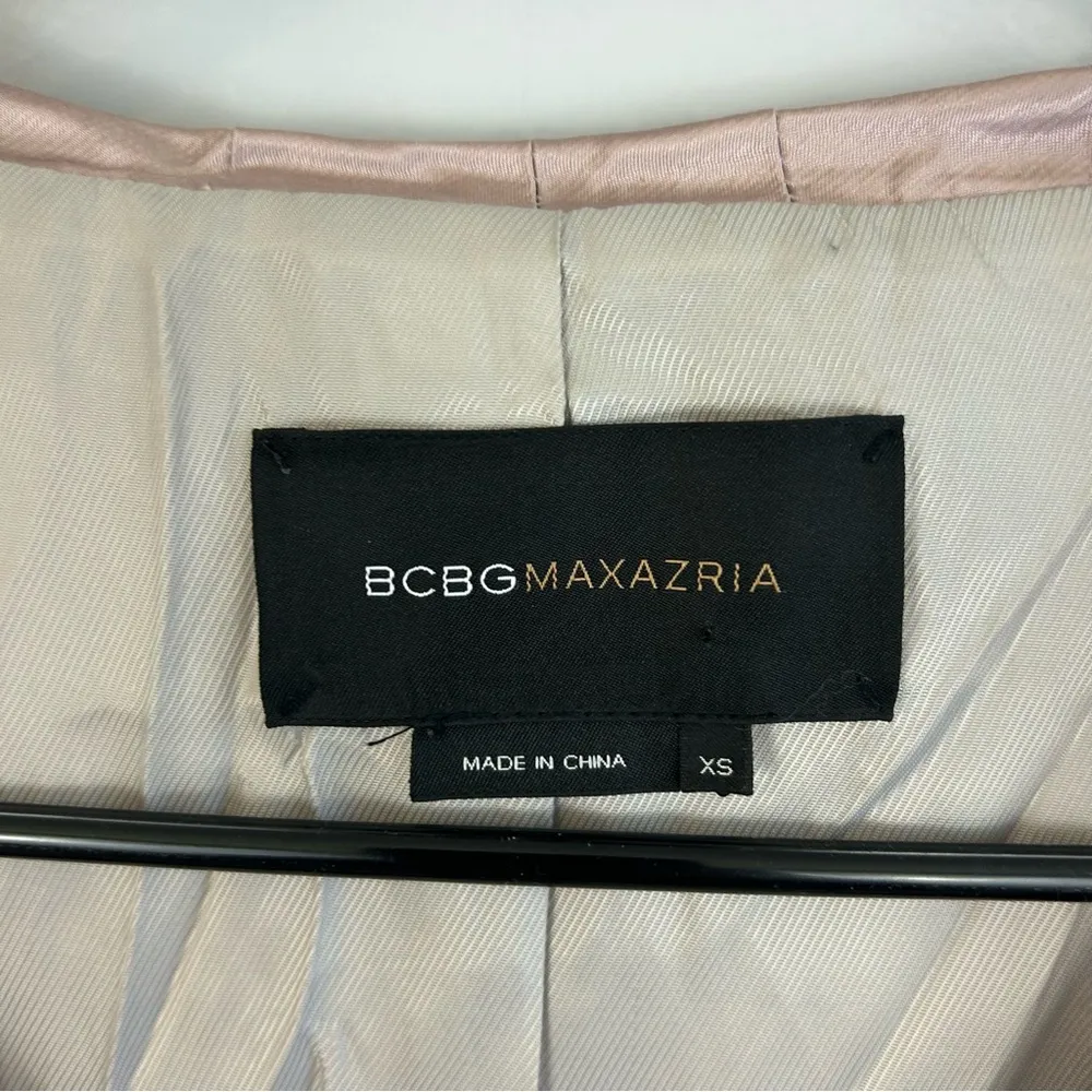 BCBGMaxAzaria Metallic Pink Double Breasted Belted Peplum Jacket XS - Image 11