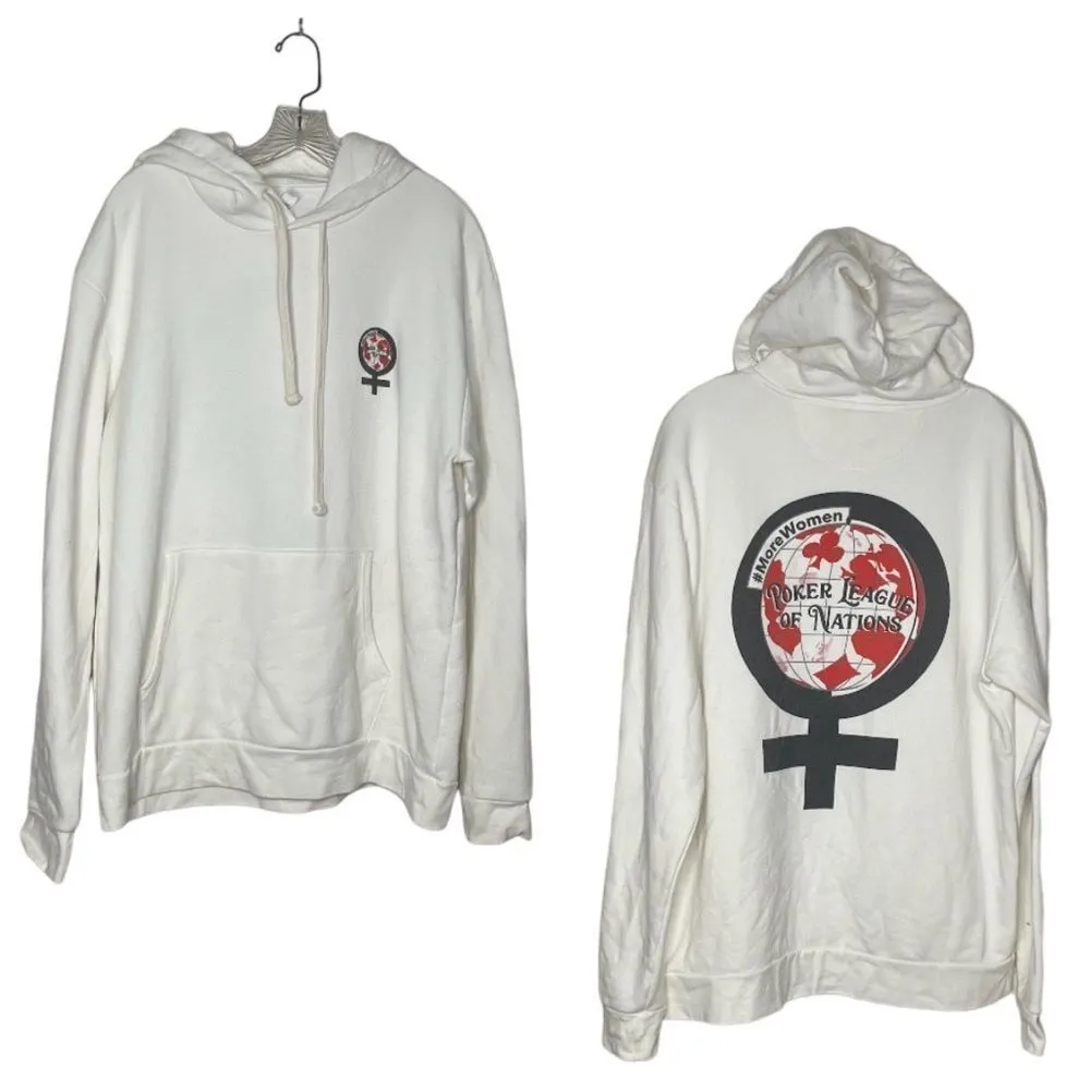 POKER League Of Nations PLON White Hoodie Womens Poker Size XL - Image 3