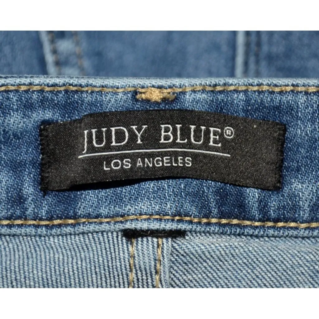 Judy Blue Distressed Ankle Skinny Fit Blue Jeans Size 9/29 Split Raw Hems Casual - Image 10