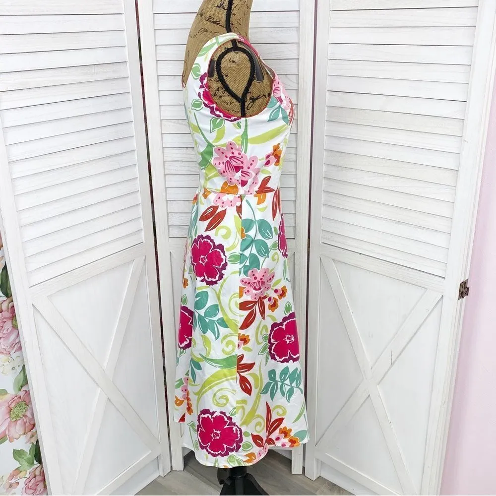 Spenser Jeremy Floral Fit Flare Sundress White‎ Pink Green 4 White - Image 3