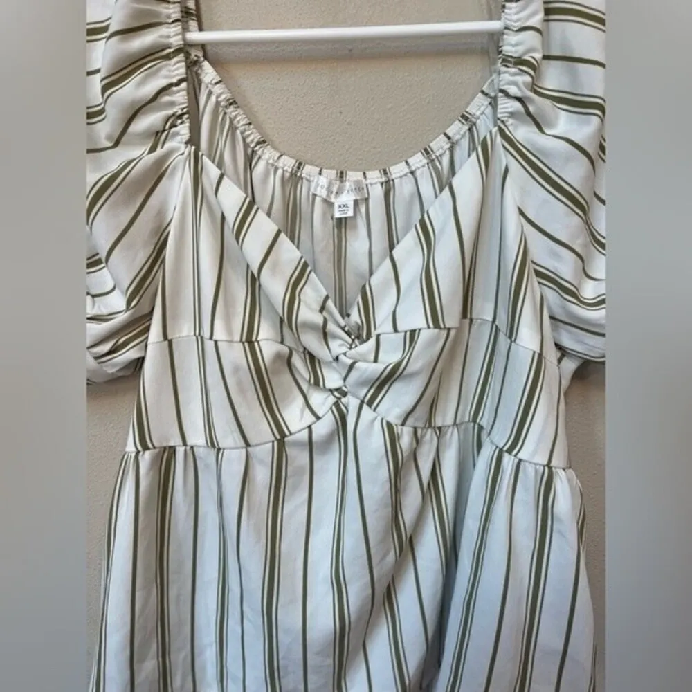 Society + Stitch Women’s Plus Size Green White Striped Tie V - Image 2