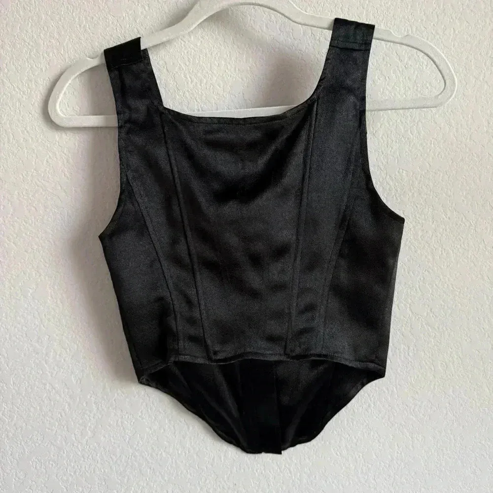 Future Collective Kahlana Barfield Brown‎ Pointed Front Zip Black Bustier Size 0 - Image 7