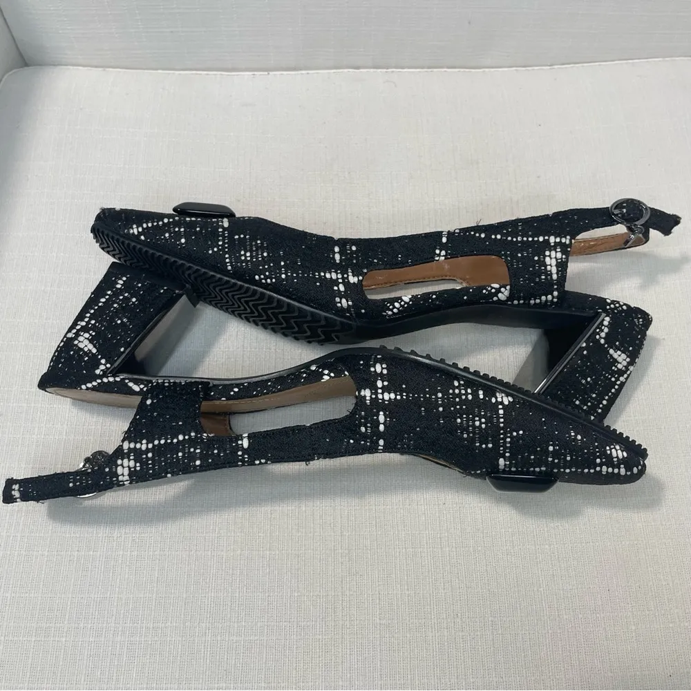 J Renee Samina Womens Sz 8.5 Black & White Plaid Sling Back Pumps - Image 7