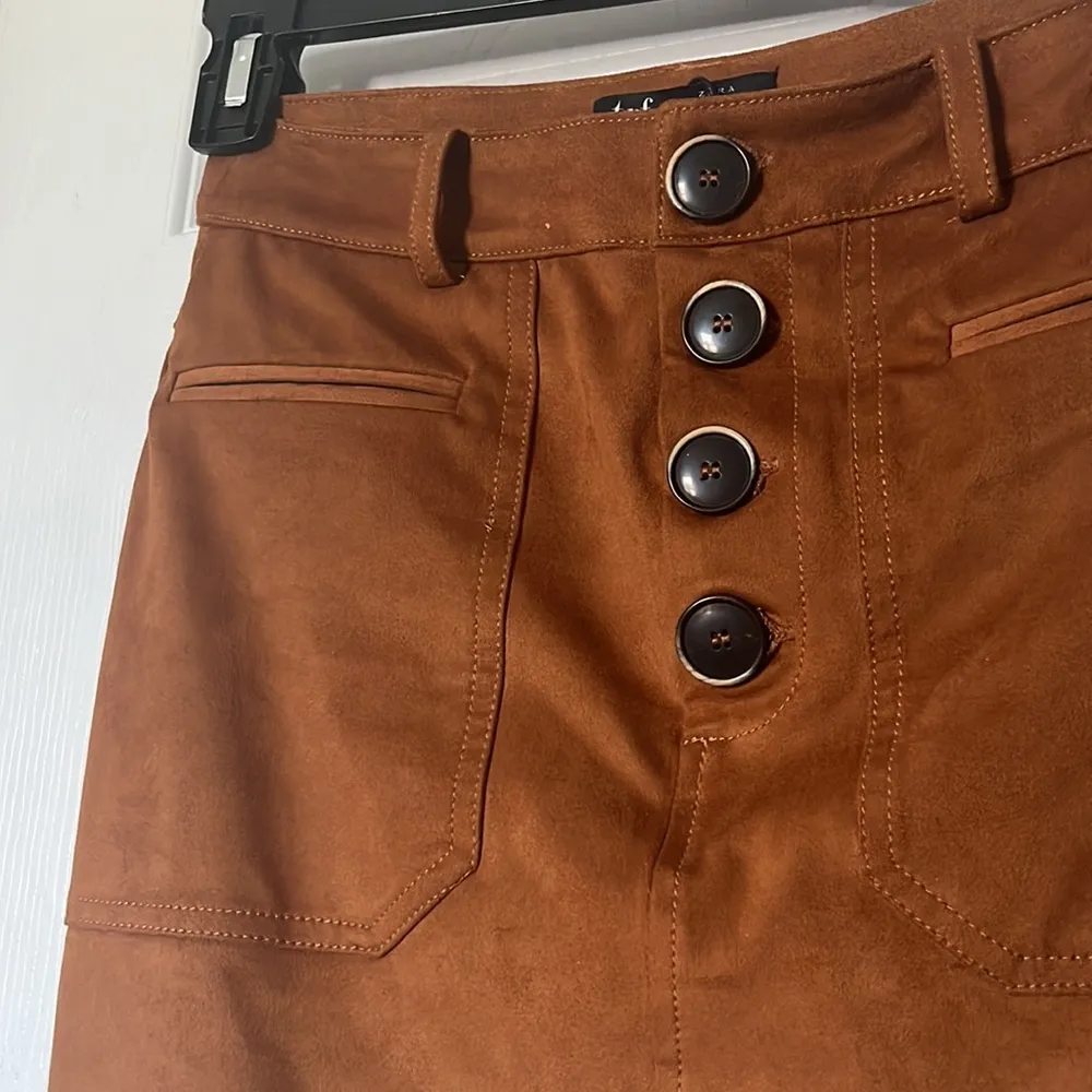 Zara | Burnt Orange Brown Tan Suede Mini Skirt Microfiber XS - Image 2