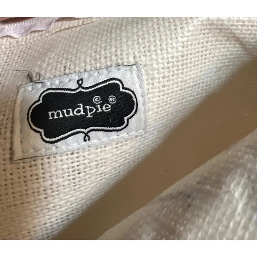 MudPie Love Lipstick Pearls Burlap Zipper Pouch Makeup Bag Gold Tassel Accent - Image 4