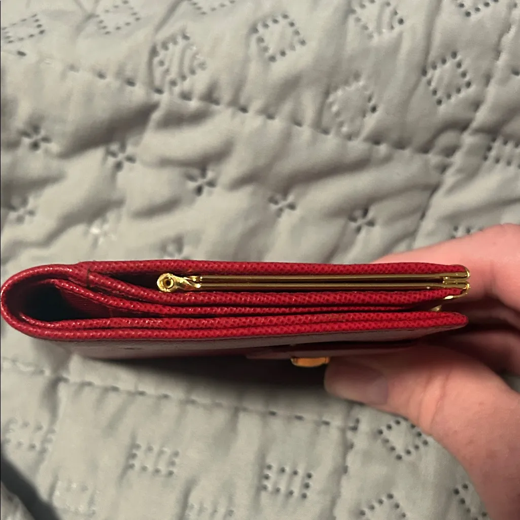 Nina Ricci Red Wallet with Gold Accent - Image 7
