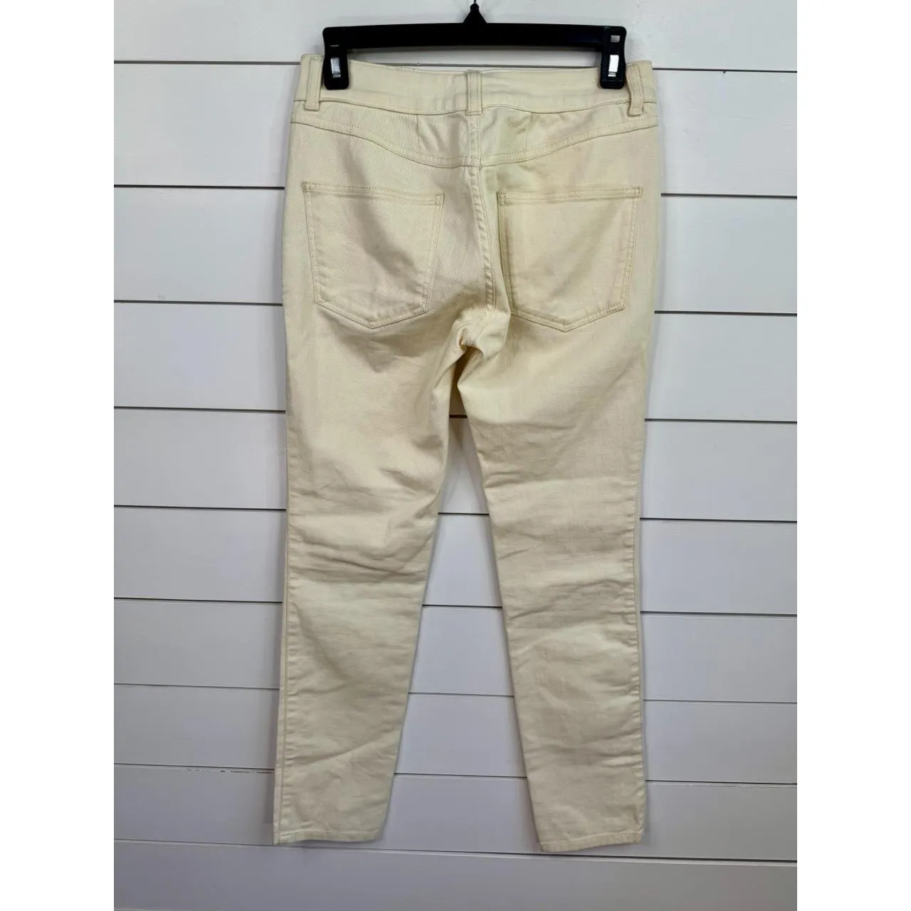 ALEXANDER MCQUEEN Womens IT 40 Cream Yellow Slim Straight Leg Skull Rivet Pants - Image 3