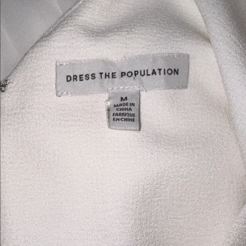 NWOT Dress the Population Dress Fit & Flare Corey white Chiffon Cocktail Sz M - Image 7