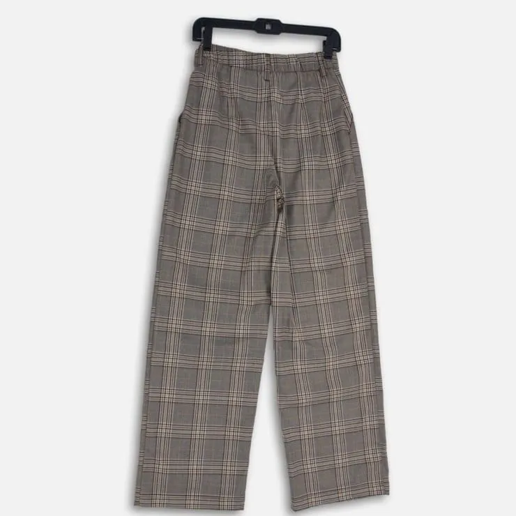 H&M Fall plaid neutral trouser pants - Image 2