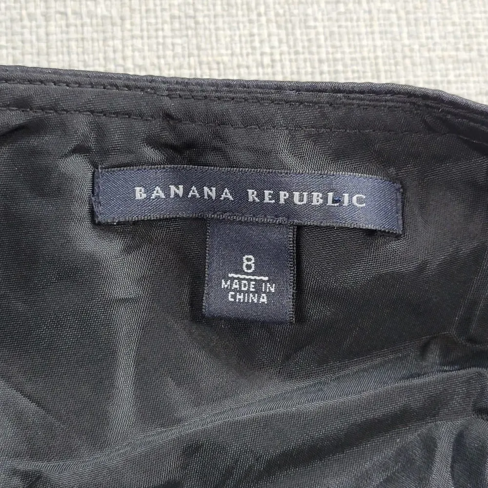 Banana Republic Womens Top Sz 8 Black Silk Strapless Ruched Velvet Sash Babydoll - Image 8