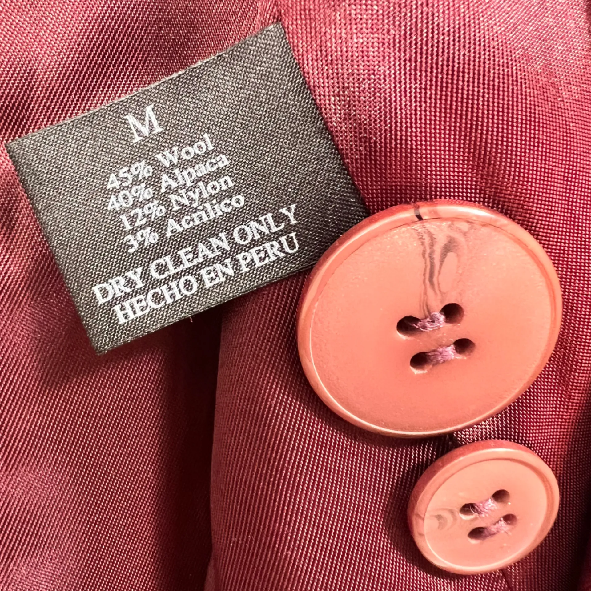 Incalpaca TPX Alpaca Wool Shawl Collar Mulberry Vest Pink Size M - Image 7