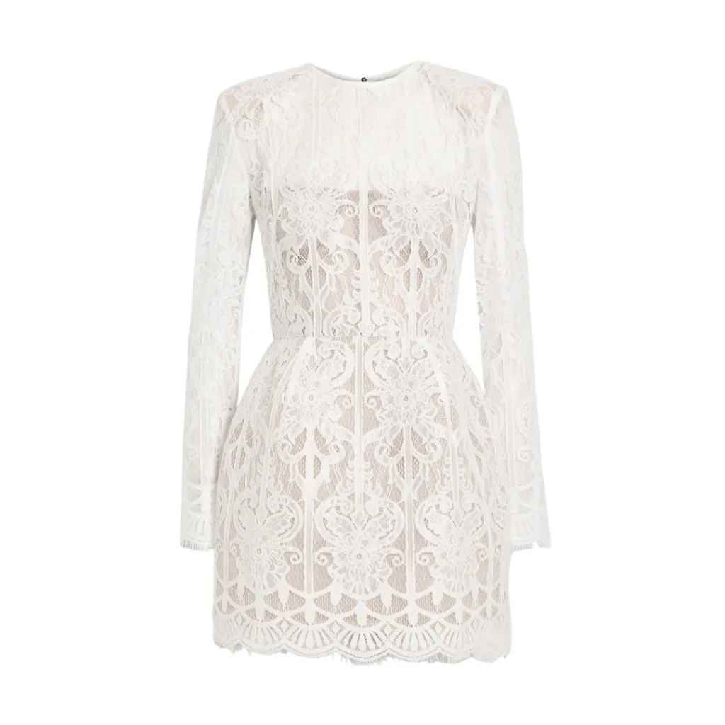 NWT BRONX AND BANCO Casey Lace Mini Dress White Small Long Sleeve Designer Dress - Image 6