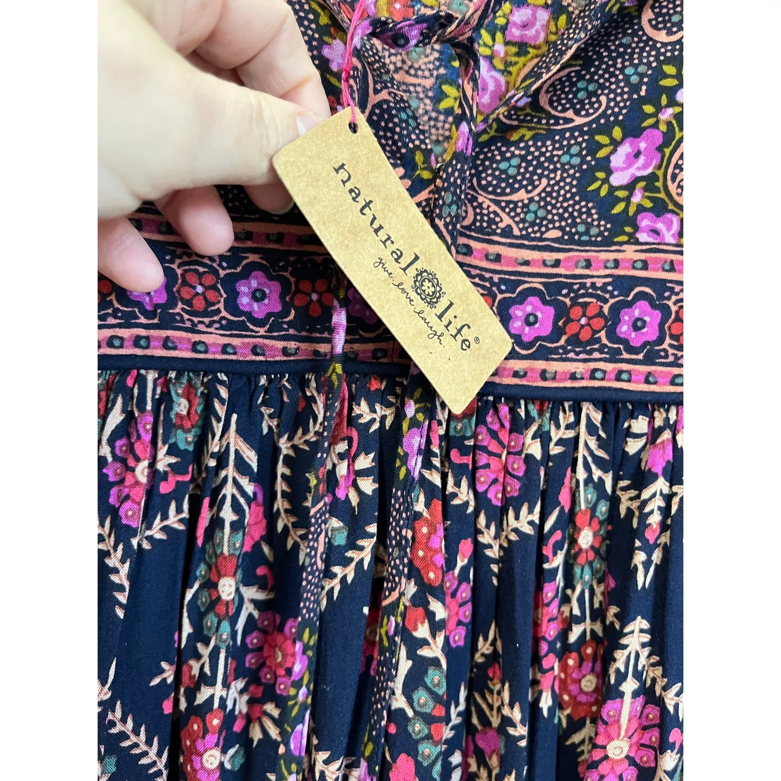 Natural Life Boho Floral Mini Dress Peasant Style NWT Size Small Festival - Image 10