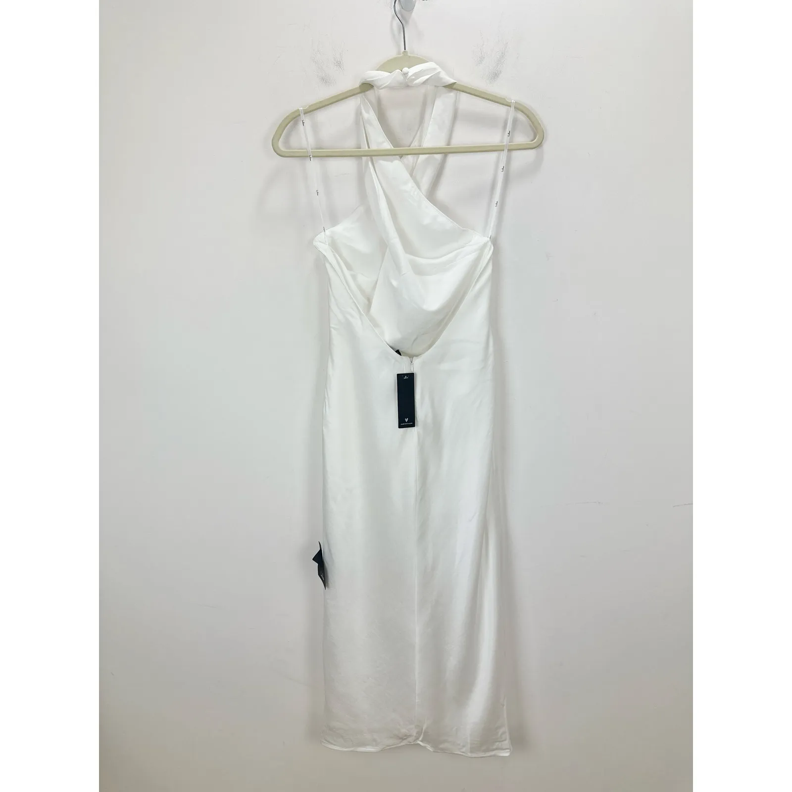 Lulus Beyond Classy White Satin Halter Midi Dress Wedding Bridal Medium NWT - Image 9