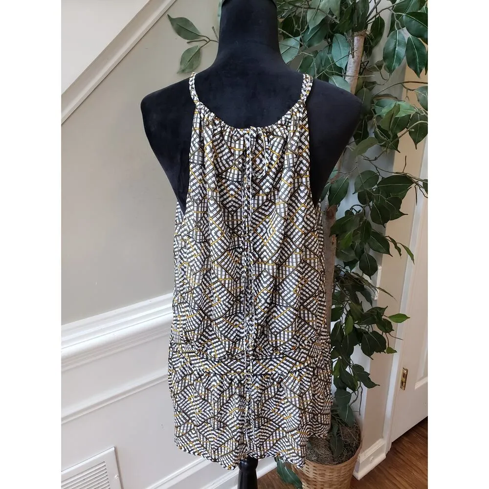 Worthington Blouse Top Womens XL Multi Geo Print Lined Empire Waist Lace Up Back - Image 4