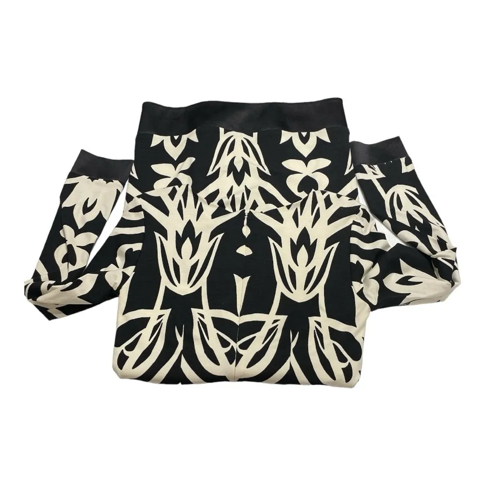Cache Black Ivory Print Shift Midi Dress Long Sleeve Size 6 - Image 8