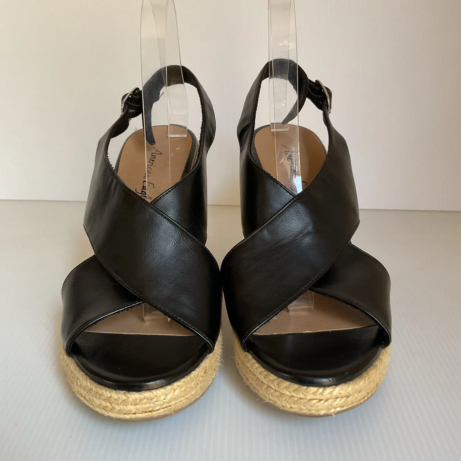 American Eagle Espadrille Platform Shoes Women’s Black Wedge Sandals Size 9 - Image 4