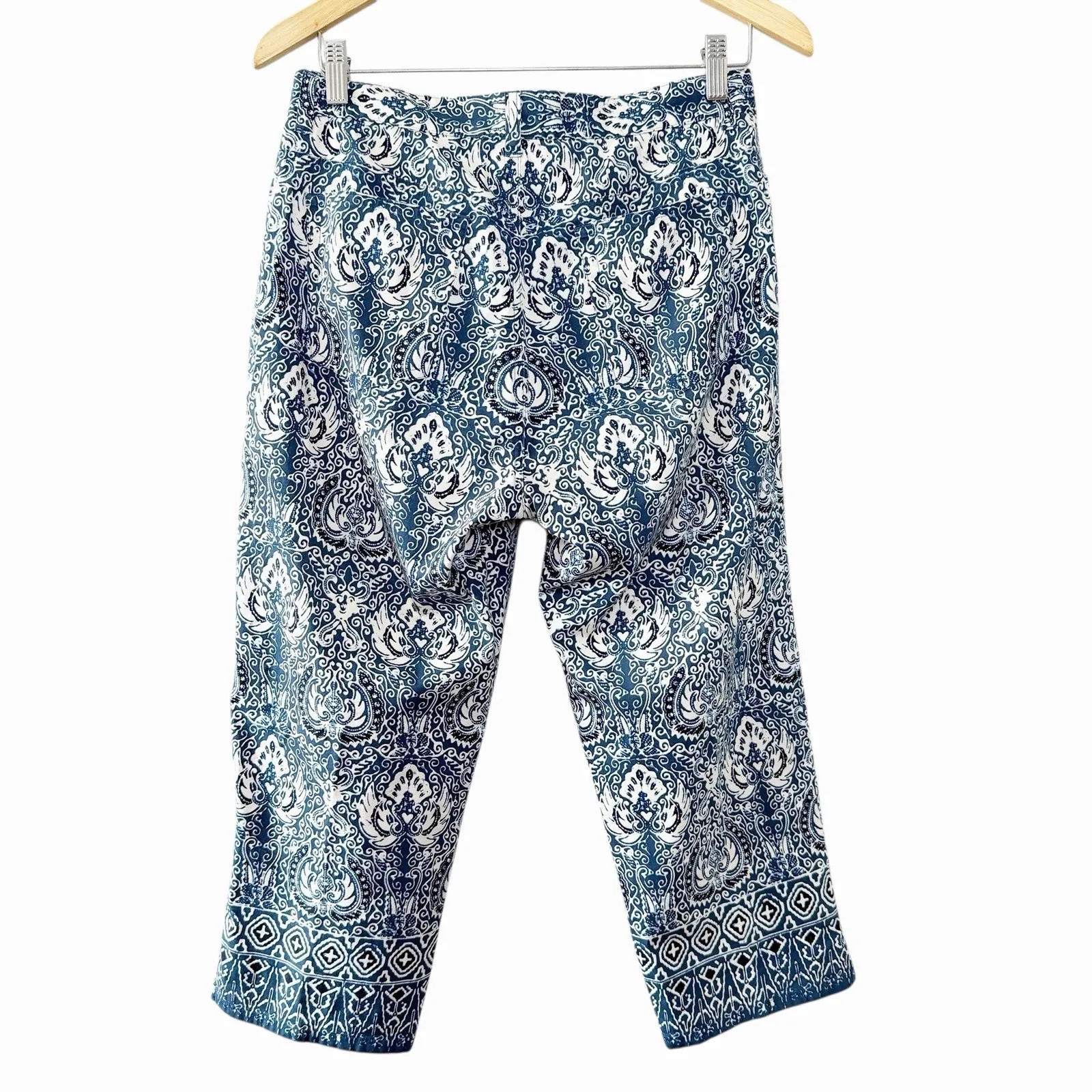 VTG Lauren Ralph Lauren Womens Blue Paisley Cropped Pants Size 8 Preppy Coastal - Image 3