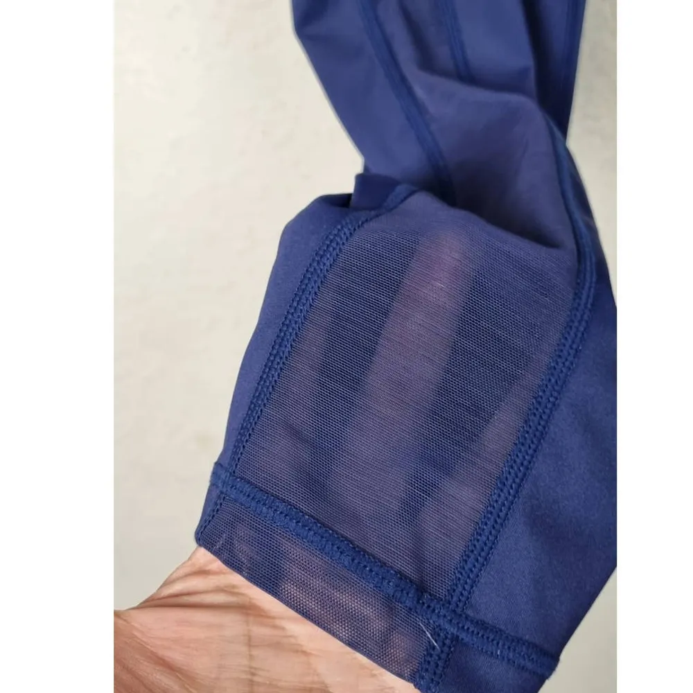 Yelete Blue High Waist Mesh Leggings with Moto Pockets Size Medium - Image 8