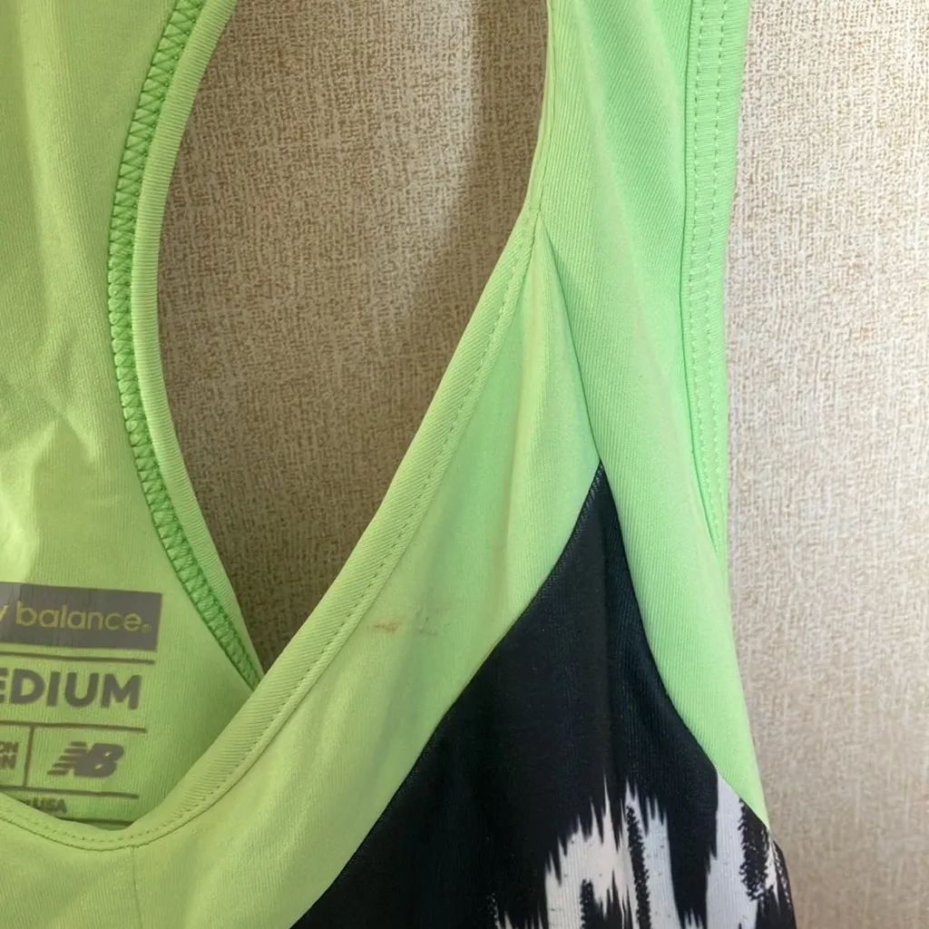 FINAL MARKDOWN New Balance Lime Green and Black Tank Top medium - Image 2